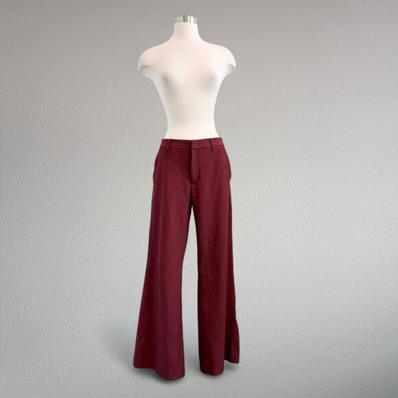 Banana Republic Red Brick Burgundy High Waisted Wide Leg Pants 4 - Picture 2 of 8